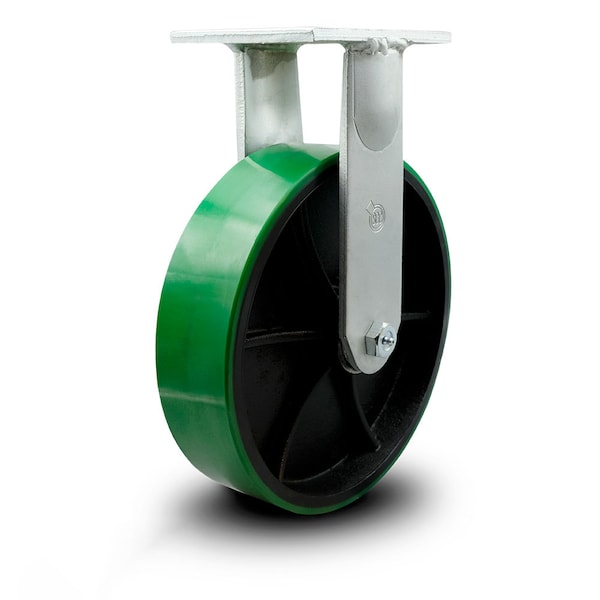 12 Inch Extra Heavy Duty Green Poly on Cast Iron Wheel Rigid Top Plate Caster